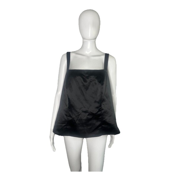 Dressbarn Blouse Women's 14 Black Satin Office Chic Casual Top - Picture 2 of 8